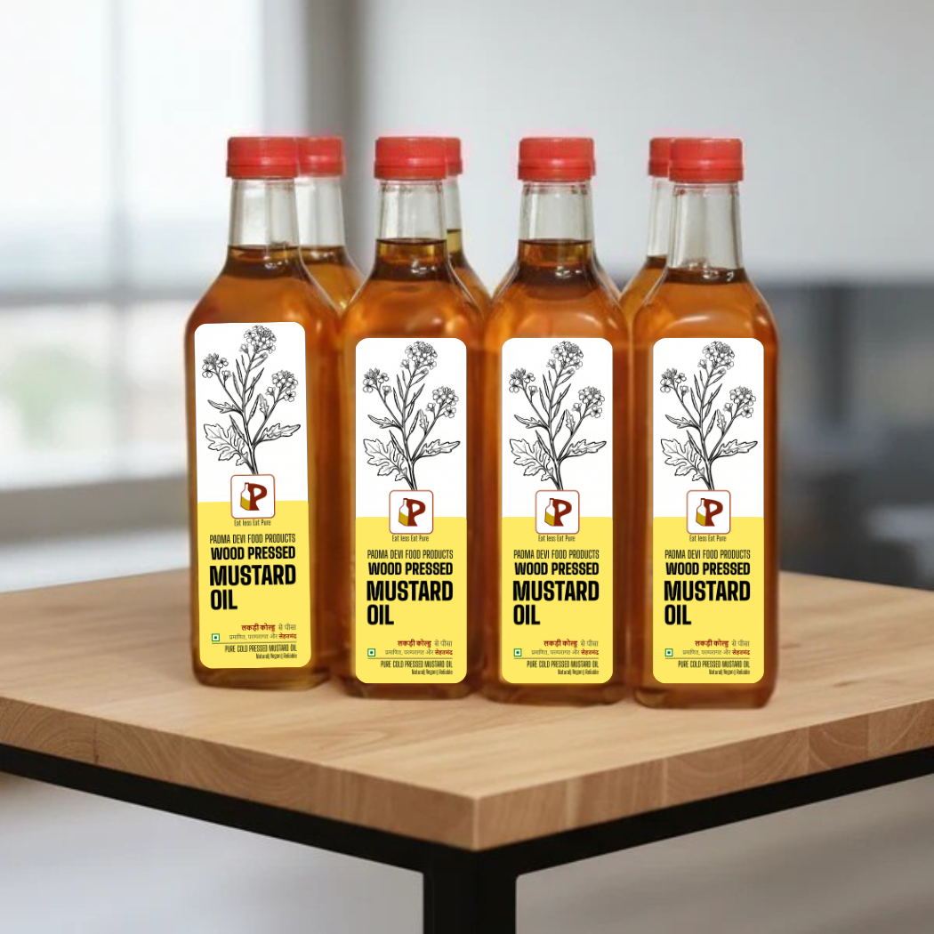 Wood Pressed | Mustard Oil | 1 Liter -  Set of 12 Bottles