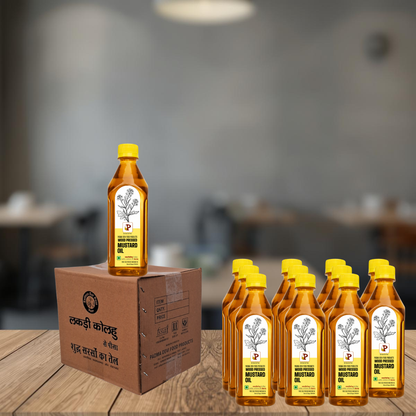 Wood Pressed |  Mustard Oil | 500 ML Bottles : Box of  12 bottles