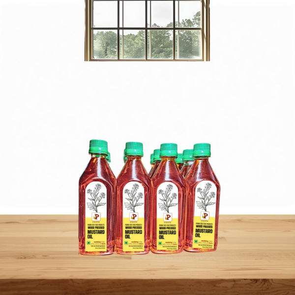 Wood Pressed |  Mustard Oil | 500 ML Bottles : Box of  12 bottles
