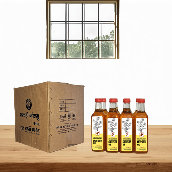 Wood Pressed | Mustard Oil | 1 Liter -  Set of 12 Bottles