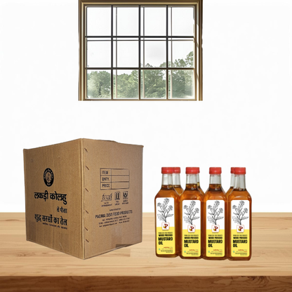 Wood Pressed | Mustard Oil | 1 Liter -  Set of 12 Bottles