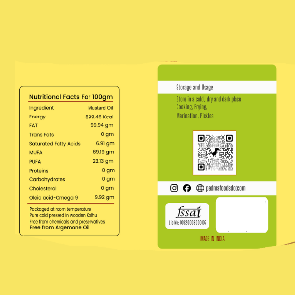 Wood Pressed | Mustard Oil | 1 Liter -  Set of 12 Bottles